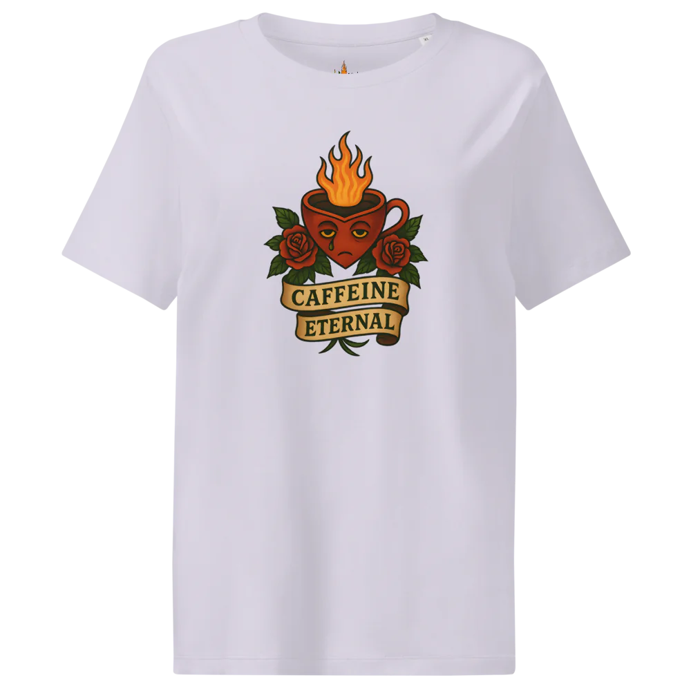 Caffeine Eternal™ | Women's Organic Ribbed Neck T-Shirt | The Perfect Giftable