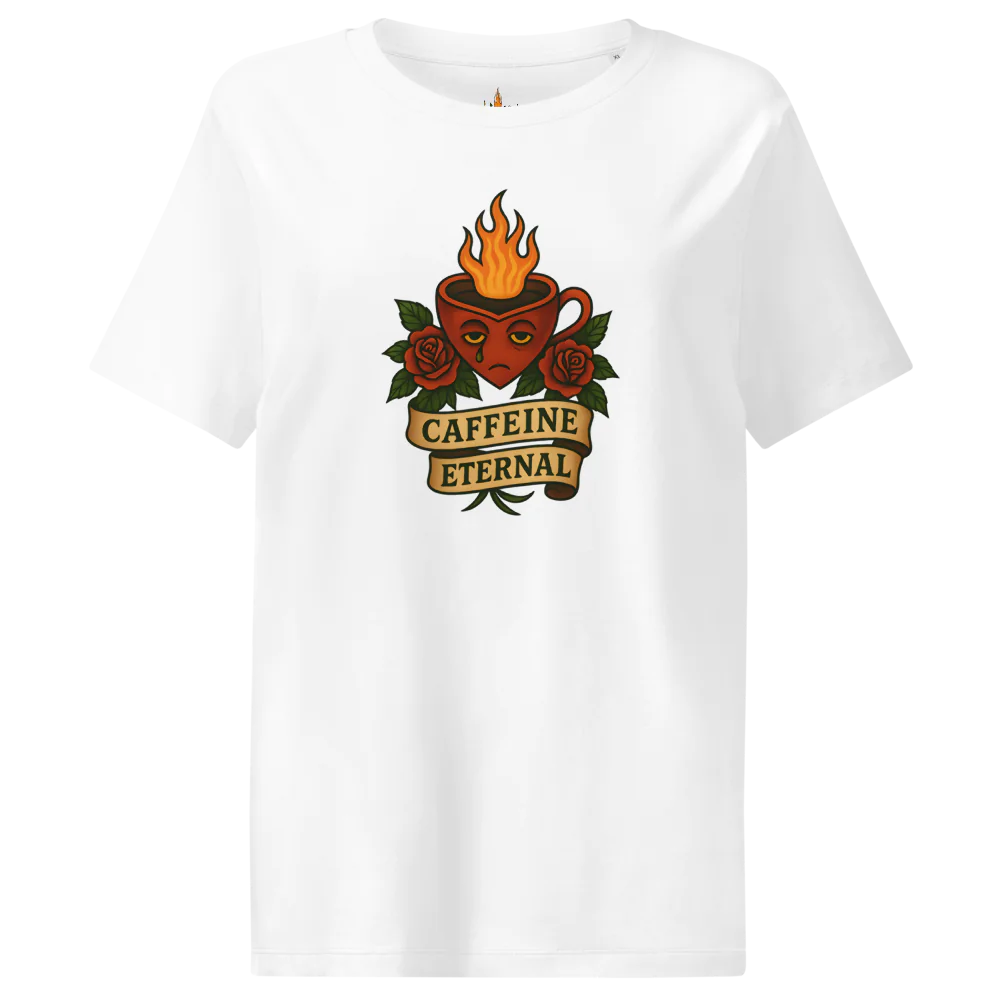 Caffeine Eternal™ | Women's Organic Ribbed Neck T-Shirt | The Perfect Giftable