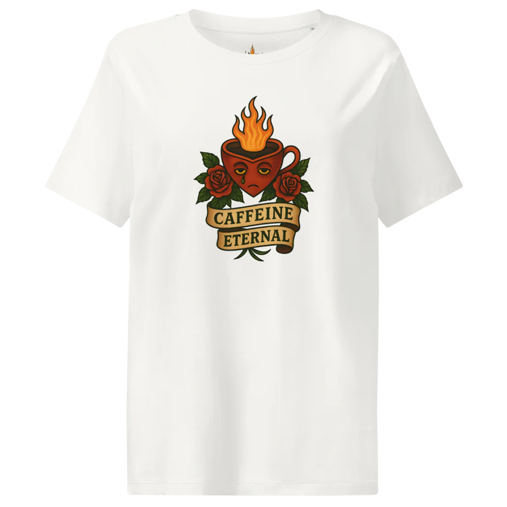 Caffeine Eternal™ | Women's Organic Ribbed Neck T-Shirt | The Perfect Giftable